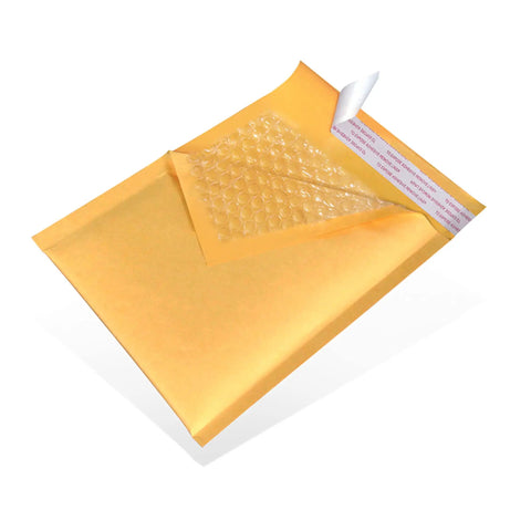Gold Kraft Paper Bubble Padded Envelopes Mailers 9.5X14.5 with self-seal closure and bubble lining for secure shipping