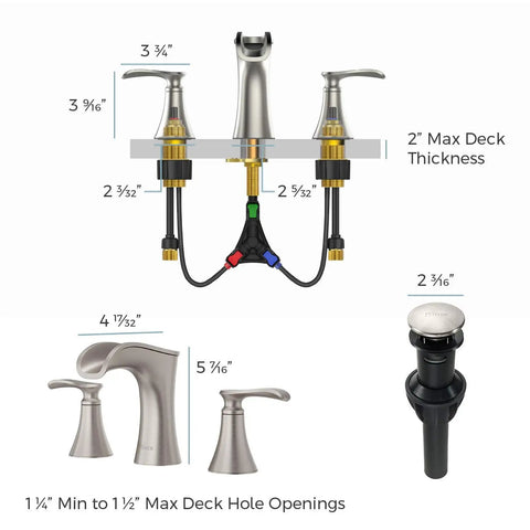 Jaida 8 Inch Widespread Bathroom Sink Faucet With Two Handles For 3 Hole Vanity Spot Defense Brushed Nickel Finish Easy Clean Includes Valve And Cartridge