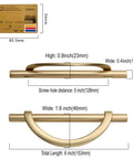 Brushed Gold Cabinet Pulls 5 Inch 128mm Hole Centers 10 Pack Handles detailed dimensions with comparison to credit card size