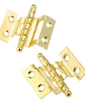 Gold Crown Style Hinges Set 8 Hole Cabinet Door Hardware For Vintage Wood Boxes Dressers And Jewelry Boxes 40mm close-up view