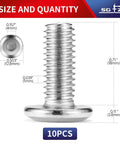 Built To Last Heavy Duty M6 X 18mm Flat Head Hex Socket Cap Screws Bolts In 304 Stainless Steel 18-8 Full Thread, 10 Pieces With Hex Spanner, Rust Resistant Durable Fasteners For Machinery, Automotive, Furniture And DIY Projects