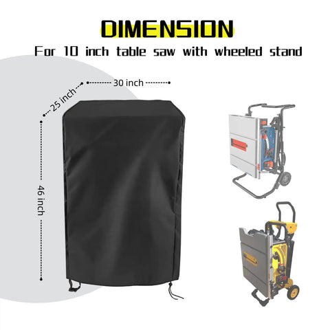 Boss Level Heavy Duty Table Saw Cover for Bosch 10 Inch Saws With Wheeled Stand and Dewalt Rolling Tables, 30 x 28 x 43 inches.