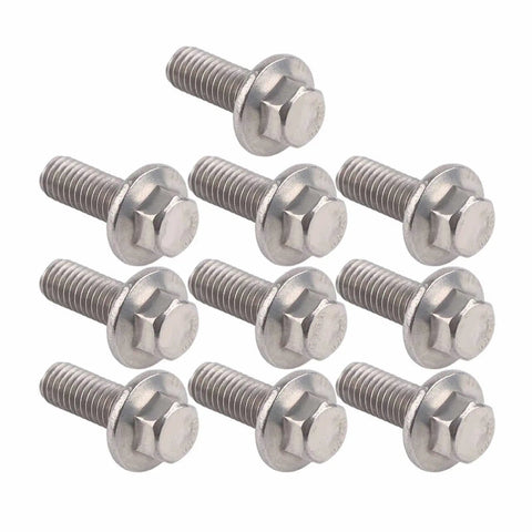 M6 Flange Bolts 304 Stainless Steel Hex Screws 5 Lengths For Furniture And Industrial Builds Heavy Duty Fasteners No Washer Needed DIY Pro Gear 16 To 35 Mm in a pack of ten.