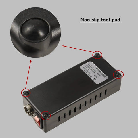 Close-up of non-slip foot pad on Pro Grade 110V 680W SMD Hot Air Rework Station With 3 Nozzles Soldering Tool.