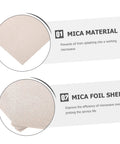 Easy Cut Mica Sheets For Microwave Oven Insulation, Heat Resistant Plate Sheets, 2 zoomed views with text showing mica material benefits.