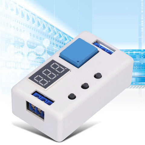 Dope Adjustable Timer Relay Switch With 12V DC Power And Permanent Memory Cycle Time Delay Module For Industrial Automation And DIY Projects Ultra Compact Modular Design In Durable Plastic Case For Precise Timing, white plastic case with digital display