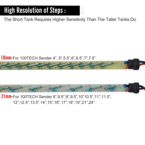 High-resolution steps display for 7 Inch High Resolution Fuel Level Sending Unit And Gauge Kit In SUS316 Stainless Steel