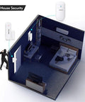 Wireless Door Alert Chime For Home And Business, Real Time Door Open Notifications, Instant Entry Alerts, No-Fuss Setup, Keeps Your Property Safe With 24/7 Peace Of Mind And Quick Door Alerts At Every Entrance. Wall-mounted white wireless door alert chime on a bedroom door