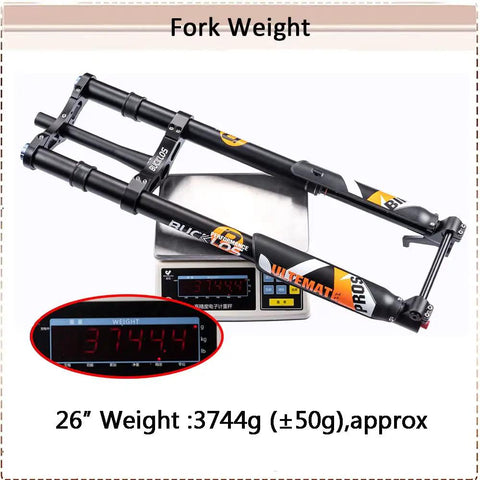 Fat Tire 26 Inch Air Fork For Electric Mountain Bike with scale displaying weight 3744g