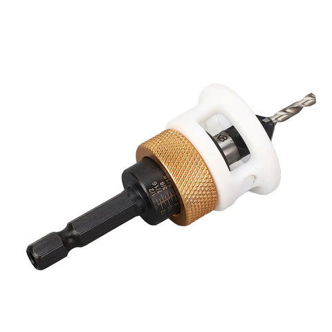 Premium 4 Flute Step Drill Bit Set For Woodworking And Metalworks Jobs With Adjustable Depth Stop Collar Alloy Steel Construction with 1/4-inch hex shank