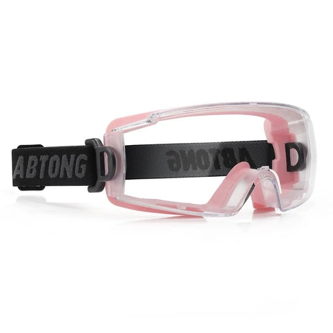 Over Glasses Safety Goggles With Anti Fog Clear Lens For Lab Work And Industrial Use ANSI Z87 1 Certified with pink trim