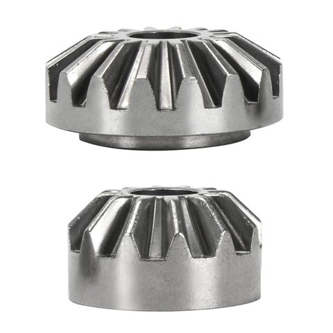 Metal gear components from 146059 Power Landing Gear Repair Kit for Fifth Wheel RV Lead Leg, side and top view.