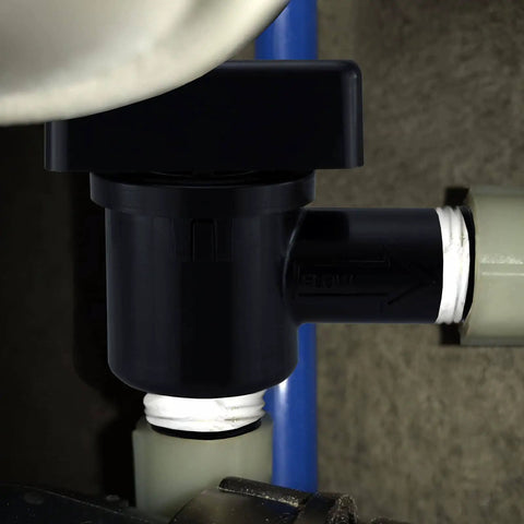 Installed RV Black Tank Flush Vacuum Breaker Valve Replacement for Leaks and Noise Reduction, backflow preventer in use