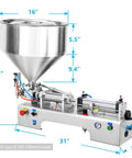Horizontal Pneumatic Piston Filling Machine For Liquids And Pastes Semi Automatic Liquid Paste Dispenser dimensions 31" x 16" x 25.5".