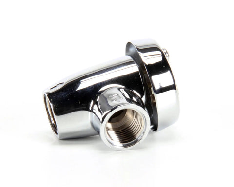 Vacuum Breaker Half NPT Inlet And Outlet Backflow Prevention Valve For Commercial Plumbing, chrome finish, close-up angle