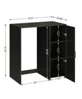 Mini Fridge Cabinet With Storage And Power Outlet For Your Coffee Bar Setup, Fits A 24 Inch Wine Fridge, 3 Tier Organizer, Black.
