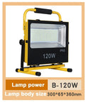 JUDYSSY 60/120 W Portable Led Floodlight, Ip65 Waterproof Outdoor Work Lights, 120W with black and yellow design.