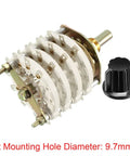 4P8T 4 Pole 8 Position 4 Deck Band Channel Rotary Switch Selector With Black Knob And Mounting Nut 36 Pin Count, fits 9.7mm hole