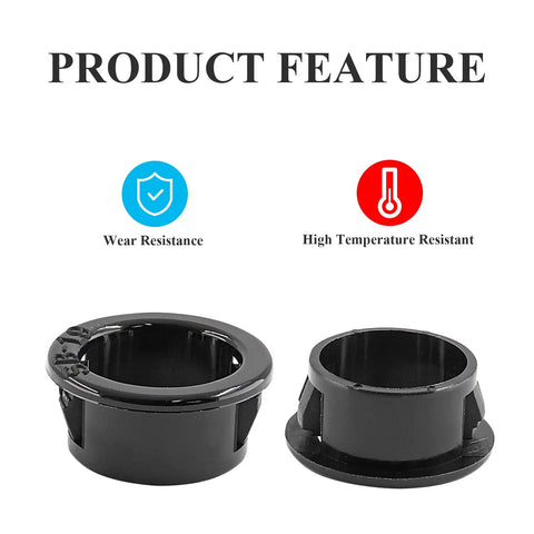Black Snap Bushing Three Quarters Inch Mounting Diameter Pack Of 50 Durable Plastic Snap Bushings For Auto Bike And DIY Projects Heat Resistant Wear Resistant Corrosion Proof Easy Install, wear resistant and high temperature resistant