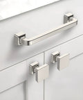10 Pack 5 Inch Brushed Satin Nickel Cabinet Handles Set For Kitchen Cupboards And Drawers Premium Cabinet Pulls Hardware For Modern Kitchen Remodel Upgrade Your Kitchen Space With Durable Hardware shown on white cupboard