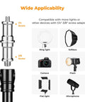 Wall Mount Boom Arm For Ring Light Softbox And Reflector, 39.4 Inch Adjustable Length, 180 Degree Rotation shown with mounts