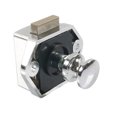 Close-up of Push Button Cabinet Latches for Furniture and Drawers, Shockproof Locking Mechanism With Easy Install, ABS Safety Latch
