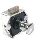 Reinforced Cabinet Push Button Locking System For Home Use, chrome finish, single unit for cabinets, doors, and drawers.