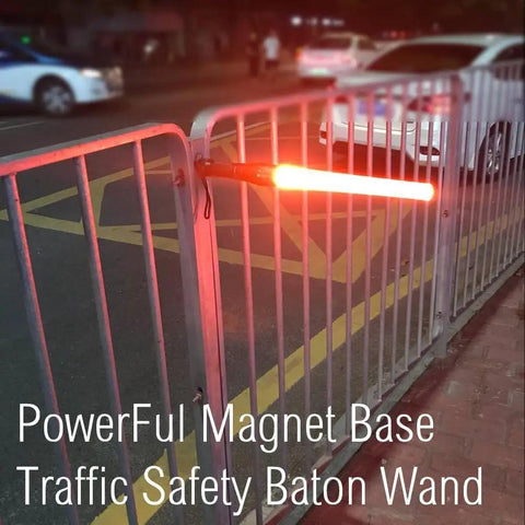 16 Inch Orange LED Traffic Wand With Cone Flashing Modes Safety Signal Work Light on railing