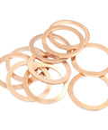 Top Shelf Copper Flat Washers 22 X 28 X 1.5mm Crimp Seal Discs For Drain Plugs And Hose Fittings stacked together on a surface.