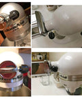 Mixer Thumb Screw With Black Knob For Stand Mixers, pack of 2, installed on KitchenAid and Whirlpool vertical attachments, black knobs visible
