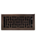 Slick Oriental Style Floor Register 4x10 Inches Rubbed Bronze Finish Decorative Steel Vent Grate With Damper Box