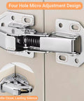 Four hole micro adjustment design on concealed cabinet hinge for frameless doors, surface mount, 90 degree bracket
