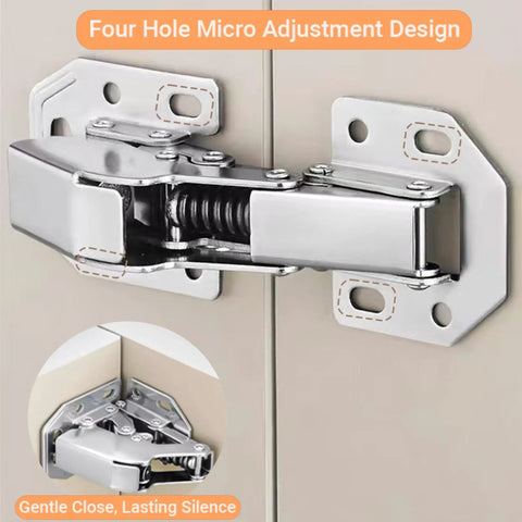 Four hole micro adjustment design on concealed cabinet hinge for frameless doors, surface mount, 90 degree bracket