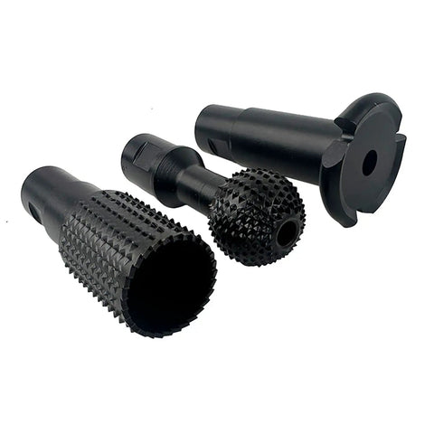 3 Pc DIY Wood Carving And Deburring Burr Set With Case For Angle Grinders 4 1/2 And 5 Inch 5/8-11 Thread Sphere Hole Slotting Bits