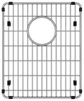 Stainless Steel Bottom Grid For 11 7 8 Inch By 14 3 8 Inch Sink Bowls One And A Quarter Inch Deep Corrosion Resistant Kitchen Sink Grid Replacement Built To Last For Select Premium Sinks Durable Grid Protects Bottom Surface, top view showing round drain opening.