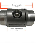 Straight Shot 1 1/2 Inch Tube Connector Adapter Weld Fabrication Bung With Versaslot Nut Holder Easy Grip For Hot Rod Rig And Custom Car Whips Built To Rock Made In Usa, showing dimensions and fittings.