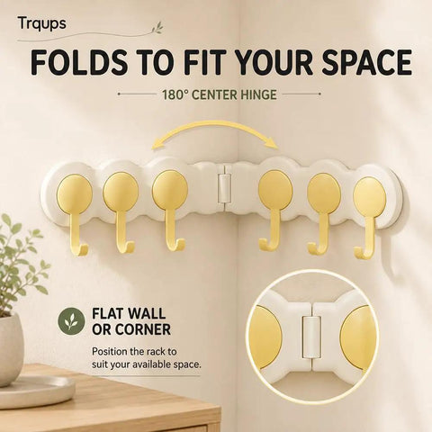 Six Hook Wall Rack Swivels 180 Degrees For Home Use No Hangups Peel Mount Shields Drywall While Securing Towels Keys Firmly