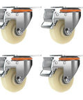 Heavy Duty Top Plate Swivel Caster Wheels For Furniture And Workbenches With Brakes, Quiet Roll, No Noise, Smooth Double Bearing Glide