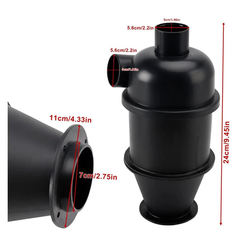 Heavy Duty Industrial Vacuum Cleaner With Cyclone Filter And Dust Canister For Woodworking Shops, showing size and dimensions