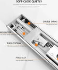Full Extension Drawer Slides With Soft Close Dampers, 16 Inch, Ball Bearing Runners, showing double spring and buckle design