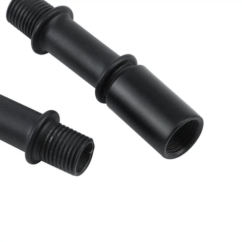 Badass Black Straight Pipe Lamp Stem Extension Rod Kit One Point Five Seven Inches With Connector, showing black threaded connectors.