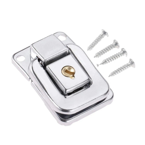 Key Hasp Toggle Lock For Jewelry Boxes And Wooden Chests, Suitcases, Leather Bags And Purses, 38x28mm Closure with screws shown
