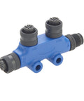 Blue NMEA 2000 N2K T Connector Micro C M12 Backbone Tee Splitter, IP67 Waterproof, 2-Port Marine Boat Tee for CAN Bus DeviceNet Networks