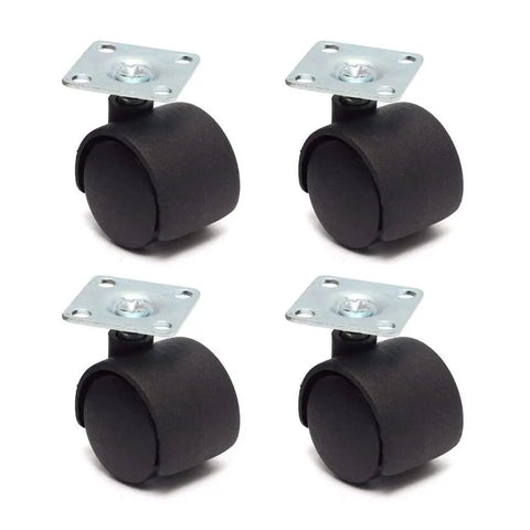Top Shelf Heavy Duty Swivel Caster Wheels Four Pack Black Nylon Rollers Dead Silent Floor Savers Scratch Proof Smooth Gliding Steel Plate Base For Office Chairs Tables And Desks