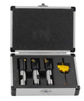 Beefy Pro Grade End Mill Set with 3 Carbide Mills in box, including 45 Degree, 90 Degree and 3/16R, with inserts and tool