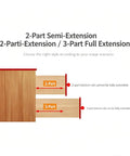 Diagram of 2-part semi-extension and 3-part full extension comparison for Heavy Duty Undermount Drawer Slides With Soft Close And Full Extension 20 Inch Hidden Drawer Runners Galvanized Steel Construction For Rugged Durability And Smooth Quiet Operation