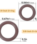 24 Piece FKM O Ring Seal Kit For Quarter Inch And Three Eighths Quick Connect Pressure Washer Couplers, O-ring sizes shown