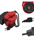 Heavy Duty 1 6 Horsepower Hot Water Circulation Pump 3 4 Inch Cast Iron Body 115 Volt Grundfos Replacement Up15 10Su7p Tlc side view with electrical plug and connector