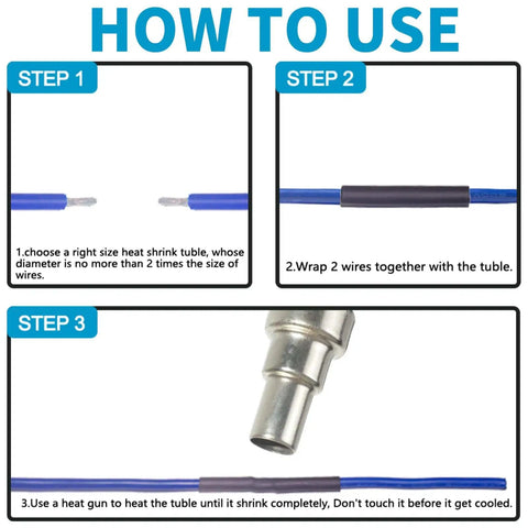 How to use 460Pcs Black Heat Shrink Tubing Kit 2:1 Shrink Ratio Marine Grade Waterproof Electrical Tubing For Wires.