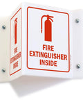 Fire Extinguisher Inside Projecting Sign Made In USA Durable 5 By 6 Inch Acrylic Safety Sign With Dual Way Visibility
